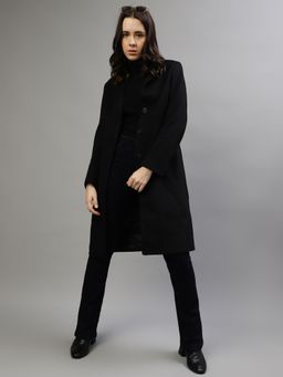 GANT - Women Solid Notched Lapel Full Sleeves Overcoat