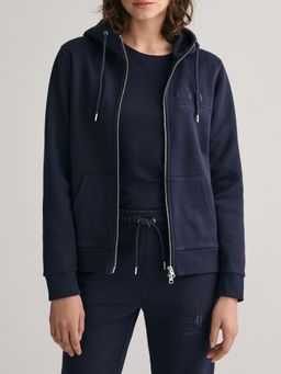 GANT - Women Solid Hooded Full Sleeves Sweatshirt