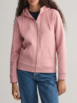 GANT - Women Solid Hooded Full Sleeves Sweatshirt