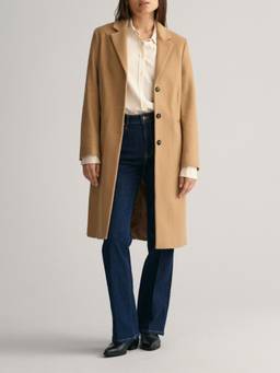 GANT - Women Solid Notched Lapel Full Sleeves Overcoat