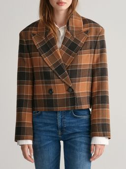 GANT - Women Checked Peak Lapel Full Sleeves Blazer