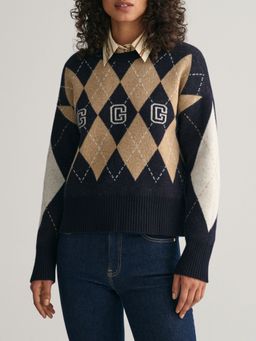 GANT - Women Printed Round Neck Full Sleeves Sweater