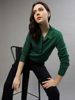 GANT - Women Solid Collared Neck Full Sleeves Sweater