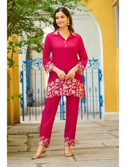 Autumnlane - Malti Fuchsia Embroidered Co-Ord Set