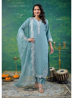 Autumnlane - Morni Glacier Embroidered Kurta and Pant with Dupatta