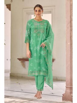 Autumnlane - Nisha Fern Printed Work Kurta and Pant with Dupatta