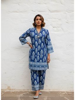 Autumnlane - Swadesh Cobalt Printed Cotton Co-Ord Set