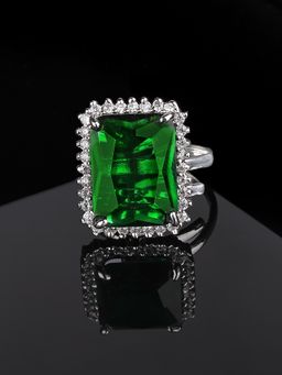 Estele - Rhodium Plated CZ Dazzling Finger Ring for Women