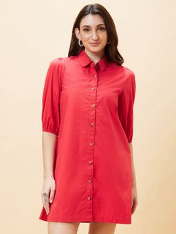 Globus - Women Red Solid Shirt Dress