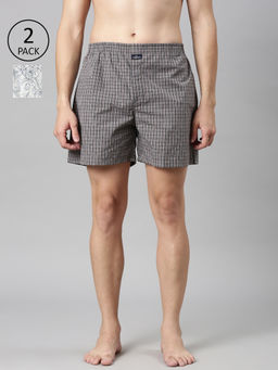 Classic Polo - Men Multi-Color Checks Printed Cotton Boxers (Pack of 2 )