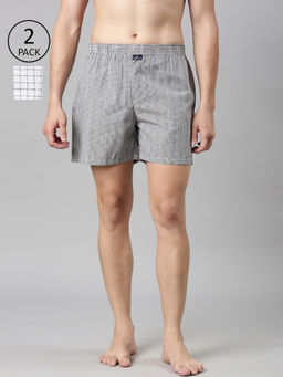 Classic Polo - Men Multi-Color Checks Cotton Boxers (Pack of 2 )