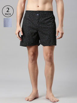 Classic Polo - Men Multi-Color Checks Cotton Boxers (Pack of 2 )