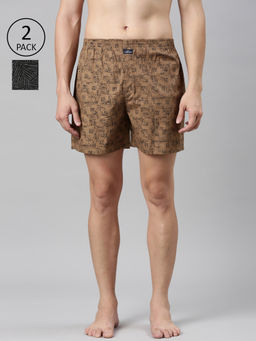 Classic Polo - Men Multi-Color All-Over Printed Cotton Boxers (Pack of 2 )