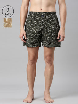 Classic Polo - Men Multi-Color All-Over Floral Printed Cotton Boxers (Pack of 2 )