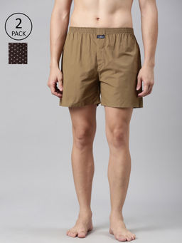 Classic Polo - Men Multi-Color Solid Printed Cotton Boxers (Pack of 2 )
