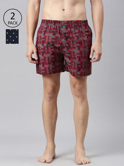 Classic Polo - Men Multi-Color All-Over Printed Cotton Boxers (Pack of 2 )