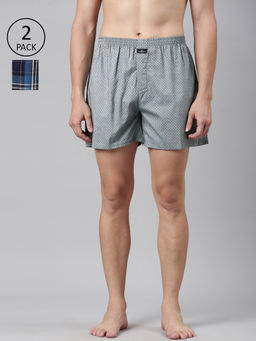 Classic Polo - Men Multi-Color Checks Printed Cotton Boxers (Pack of 2 )