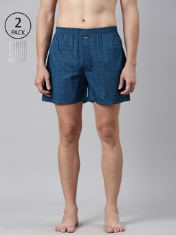 Classic Polo - Men Multi-Color Checks All-Over Printed Cotton Boxers (Pack of 2 )