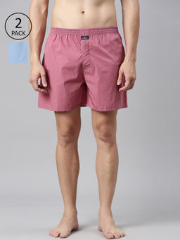 Classic Polo - Men Multi-Color Solid Checks Cotton Boxers (Pack of 2 )