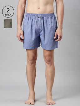 Classic Polo - Men Multi-Color Solid Printed Cotton Boxers (Pack of 2 )