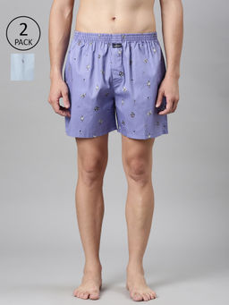 Classic Polo - Men Blue All-Over Floral Printed Cotton Boxers (Pack of 2 )
