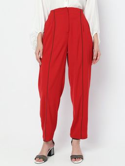 VERO MODA - Women Solid Casual Wear Red Pants