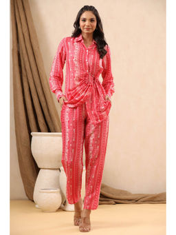 Mahee Jaipur - Pink Lining Loop Pattern Co-Ord (Set of 2)