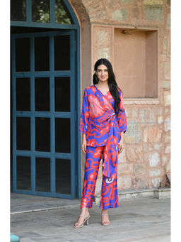 Mahee Jaipur - Chic Blue & Red Wave Co-Ord (Set of 2)