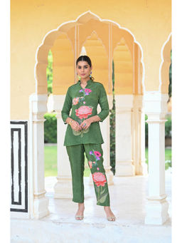Mahee Jaipur - Green Floral Placement Co-Ord (Set of 2)