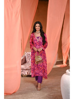 Mahee Jaipur - Pink and Purple Nazakat Kurta with Pant (Set of 2)