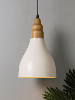 Homesake - Croft Metal Wood Pendant Light White Step