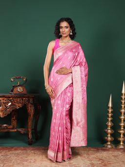 MEENA BAZAAR - Woven Art Silk Lavender Saree Without Blouse