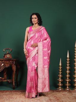 MEENA BAZAAR - Woven Art Silk Lavender Saree Without Blouse