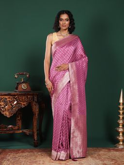 MEENA BAZAAR - Woven Art Silk Lavender Saree Without Blouse