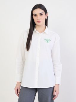 Styli - Women White Embroidered Oversized Shirt