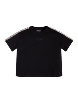 Guess - Black Cotton Solid Girls T-Shirt