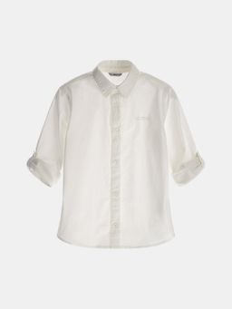 Guess - White Cotton Solid Boys Shirt