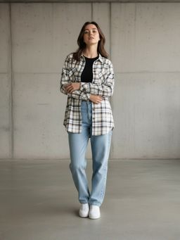 Popnetic - Women Multi-Color Pure Cotton Flannel Oversized Shirt