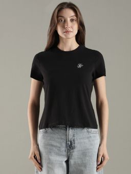 Tommy Hilfiger - Black Solid Regular Fit Cotton T-Shirt