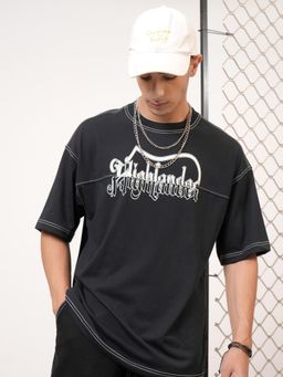 HIGHLANDER - Men Black Printed T-Shirt