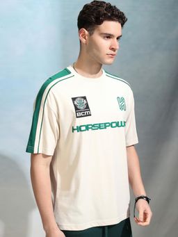 HIGHLANDER - Men Cream Printed T-Shirt