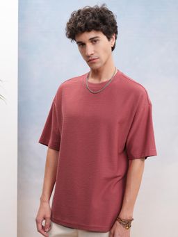 HIGHLANDER - Men Rust Textured T-Shirt