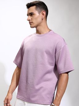HIGHLANDER - Men Purple Textured T-Shirt
