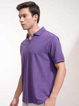 HIGHLANDER - Men Purple Solid Polo T-Shirt
