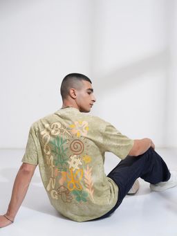 HIGHLANDER - Men Green Printed T-Shirt