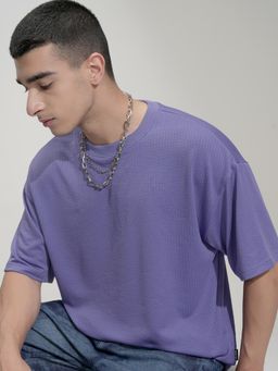 HIGHLANDER - Men Purple Textured T-Shirt