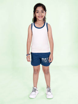 KiddoPanti - Girls Printed Rib Tank Top and Knit Printed Hot Shorts (Set of 2)