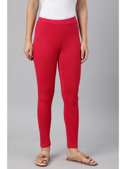 W - Dark Pink Knitted Cotton Lycra Leggings