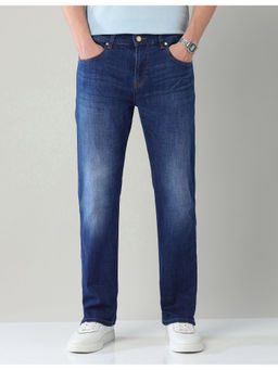 AD By Arvind - Regular Fit Stonewash Jeans Navy Blue