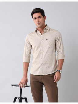 AD By Arvind - Modern Slim Fit Twill Shirt Beige